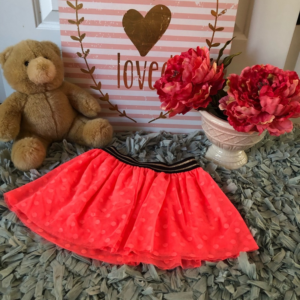 Neon orange polka dot skirt